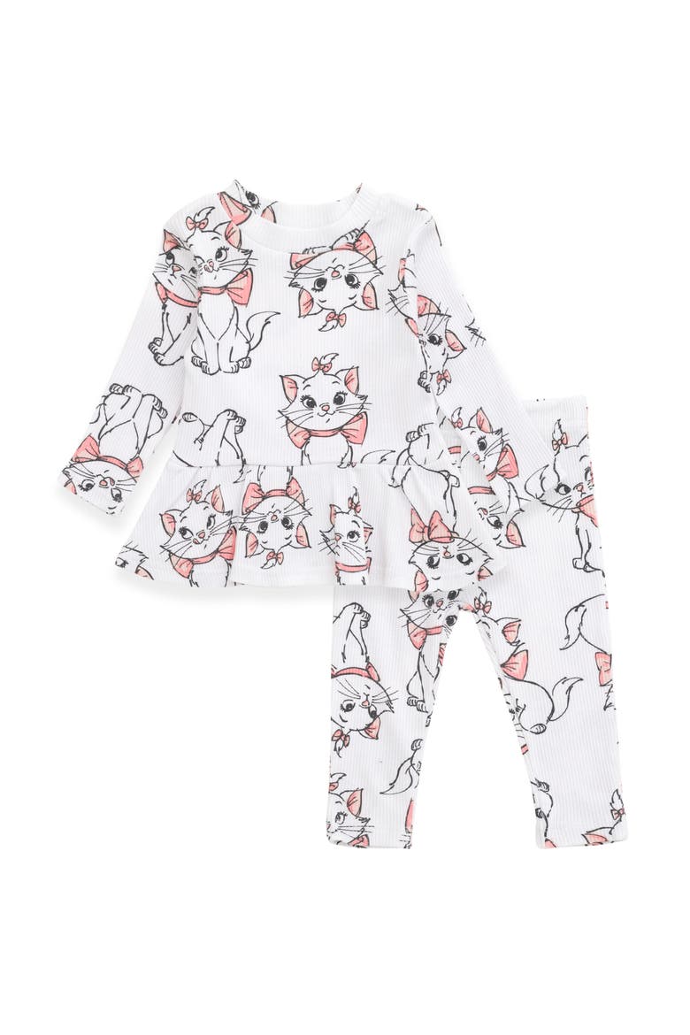 The Aristocats Marie Ribbed Long Sleeve Tee and Pants Set, Main, color, Tusk Marie