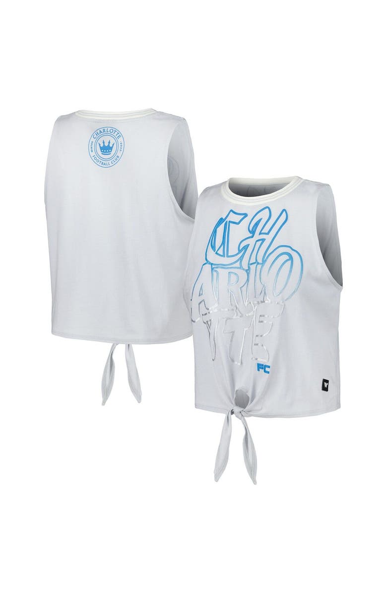 THE WILD COLLECTIVE Women's The Wild Collective White Charlotte FC Twist-Tie Tank Top, Main, color, White