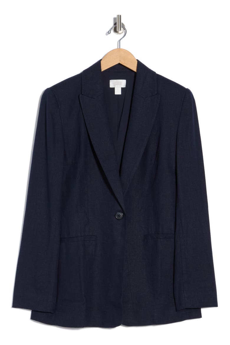 Classic Fit Linen Blend Blazer, Alternate, color, NAVY NIGHT