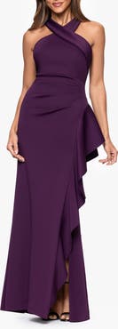 Xscape Evenings Ruffle Scuba Knit Gown