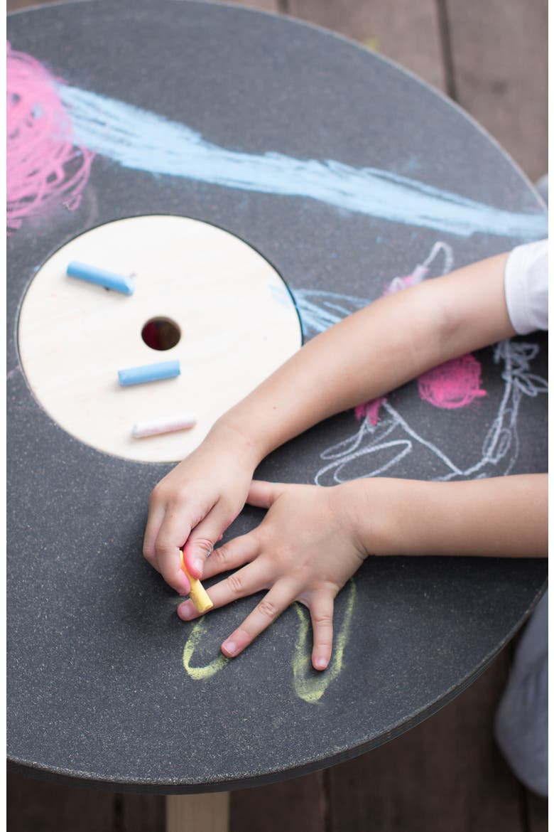 Round Chalkboard Table, Alternate, color, BROWN