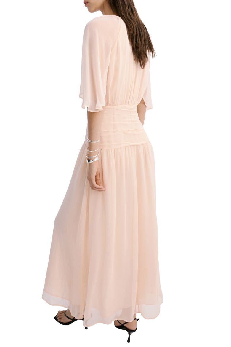 Ruched Chiffon Midi Dress, Alternate, color, PALE PINK