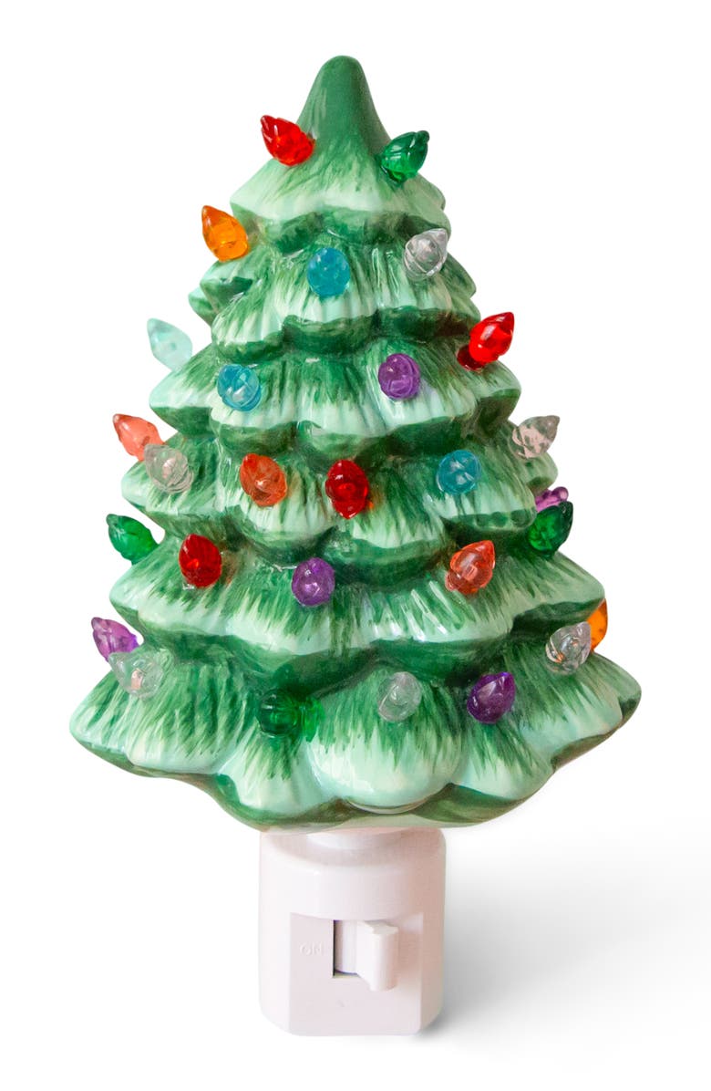Sunshine Studios Vintage Holiday Tree Night Light, Main, color, Green