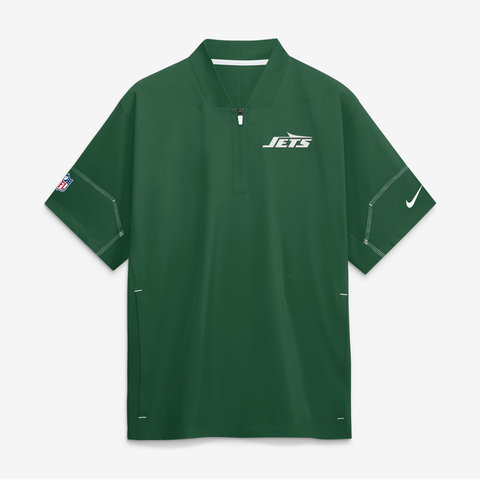 Men's Nike Green New York Jets Sideline Short Sleeve Quarter-Zip Coaches Jacket