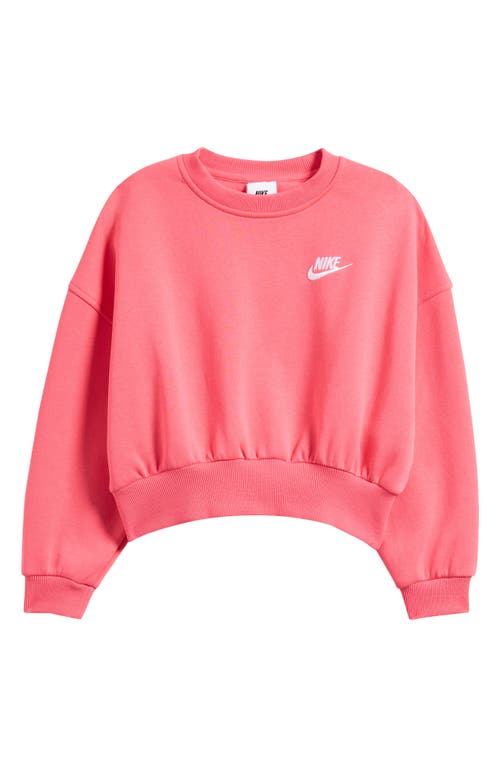 Nike Women's  Sportswear Club Fleece Girls' Boxy Crew-neck Sweatshirt In Red