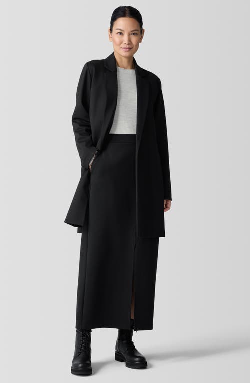 Eileen Fisher Open-front Flex Ponte Long Blazer In Black