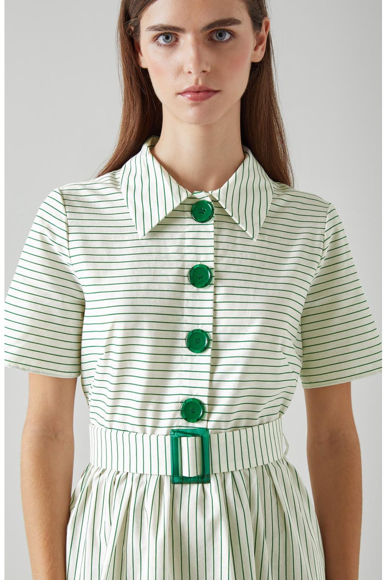 Bextor Stripe Midi Shirtdress, Alternate, color, GREEN/ CREAM