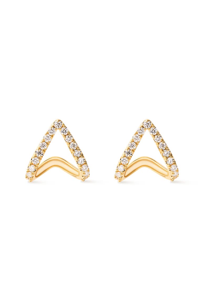 Solid Yellow Gold - Diamond Velora Huggie Studs, Main, color, Gold