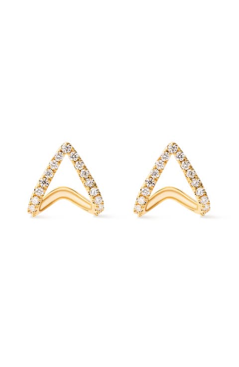 Solid Yellow Gold - Diamond Velora Huggie Studs