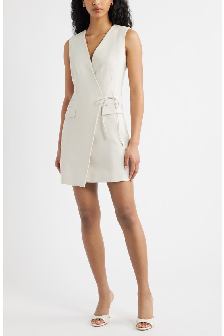 The Icon Blazer Wrap Dress, Main, color, BEIGE PUMICE