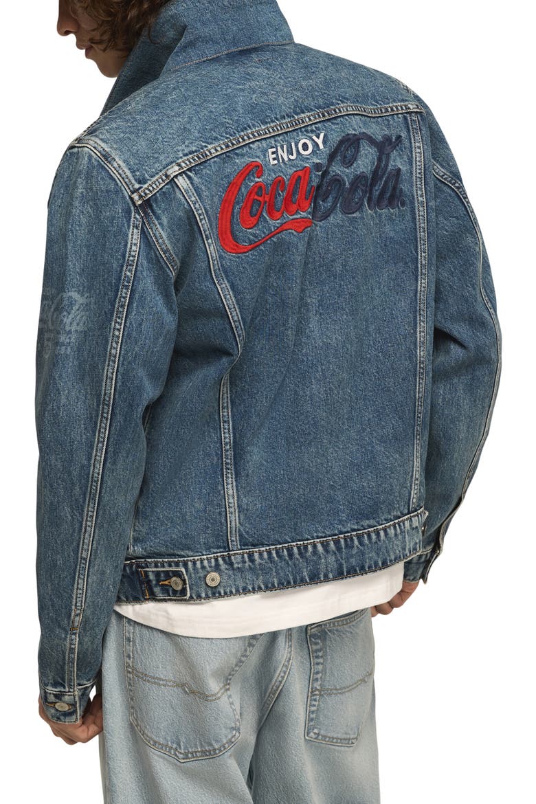 x Coca-Cola Cotton Denim Trucker Jacket, Alternate, color, FEEL THE POP