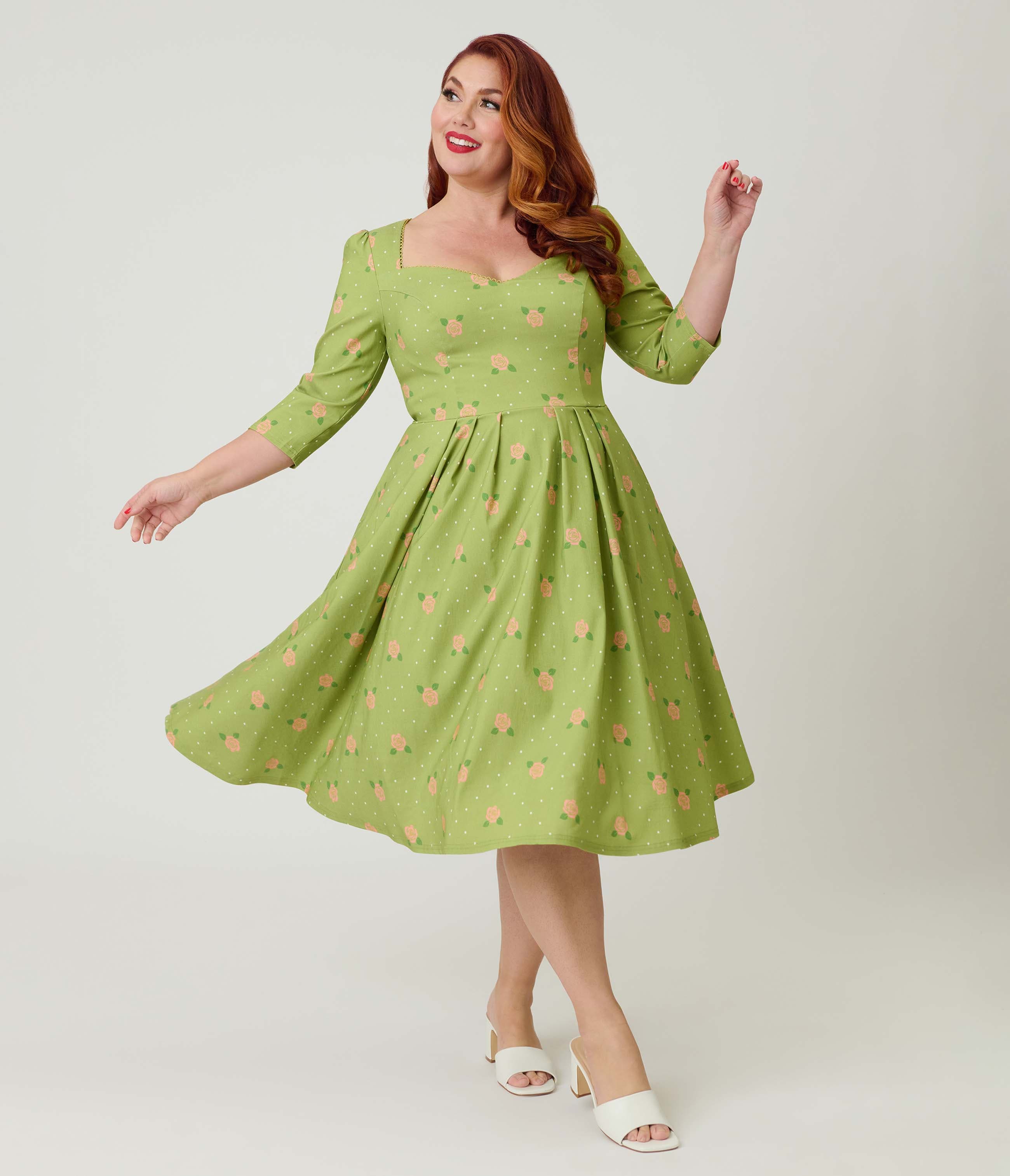 Chartreuse & Pink Rose Print