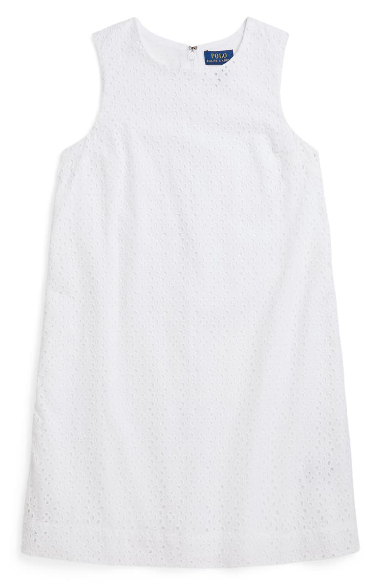 Polo Ralph Lauren Kids' Eyelet Shift Dress, Main, color,