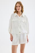 Monlicia Aurelia Gold Button Relaxed Bomber Jacket