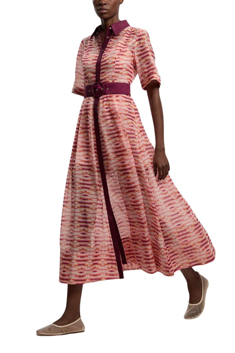 Short Sleeve Midi Shirt Dress, Alternate, color, Multi