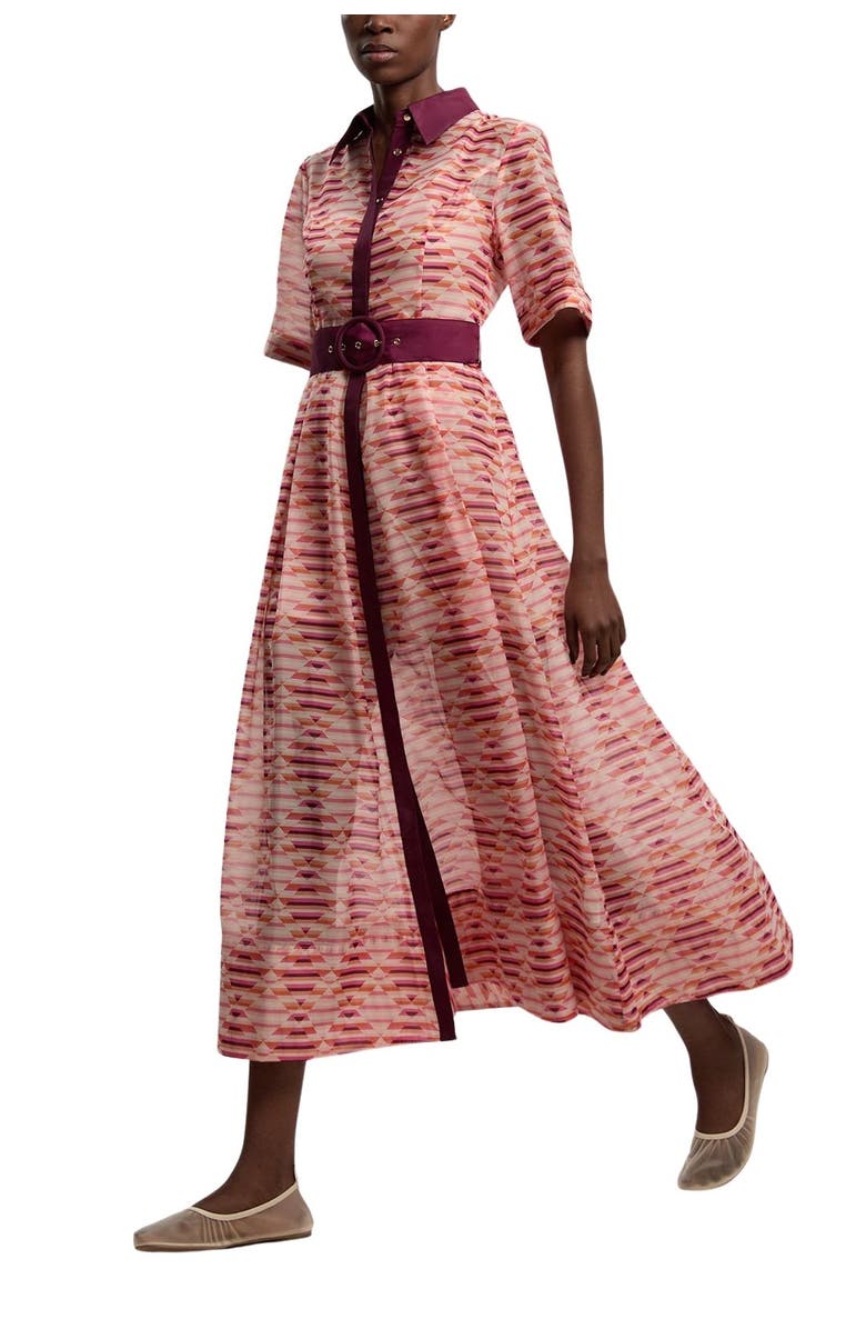 Karen Millen Short Sleeve Midi Shirt Dress, Alternate, color, Multi