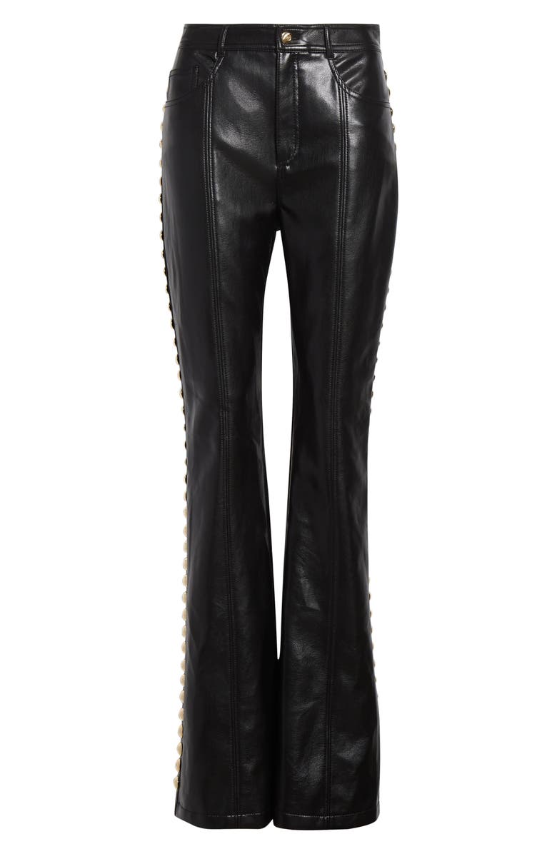 Cinq à Sept Shailene Stud Detail Faux Leather Pants, Alternate, color, Black/Gold