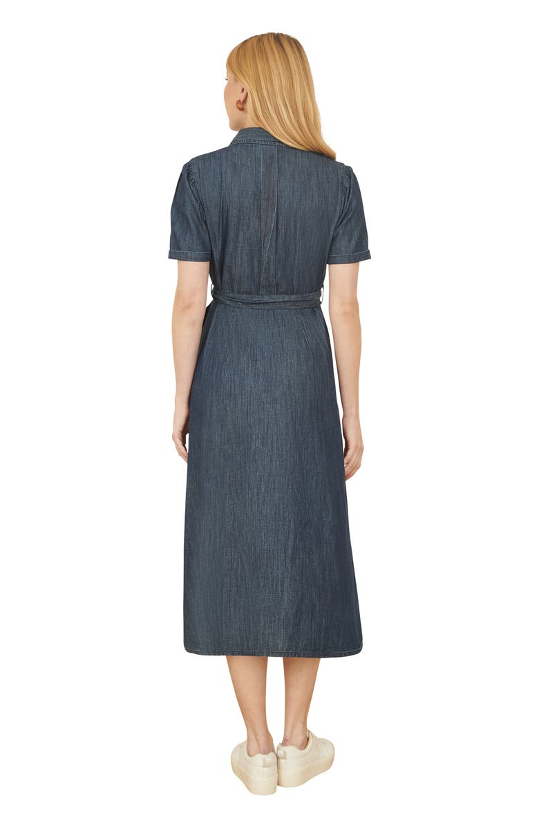 Yumi Chambray Denim Utility Midi Shirt Dress, Alternate, color, Blue