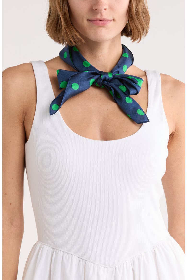 springtime dot silk square scarf, Main, color, GREEN MULTI