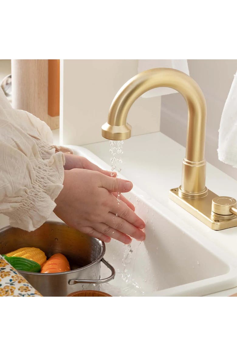 Aqua Wooden Play Kitchen Set with Running Water in Cream for Toddlers, Alternate, color, Multicolor