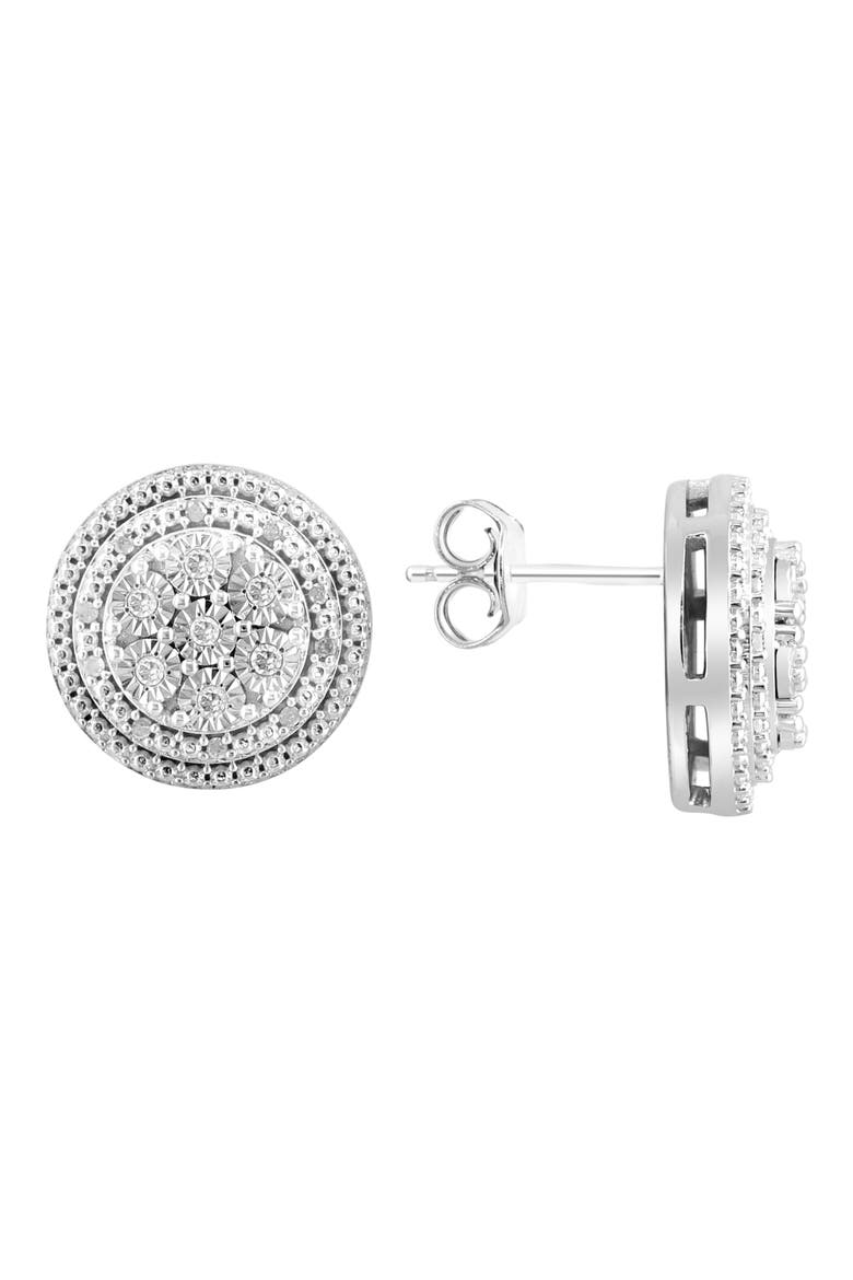 Sterling Silver Diamond Stud Earrings, Main, color, SILVER