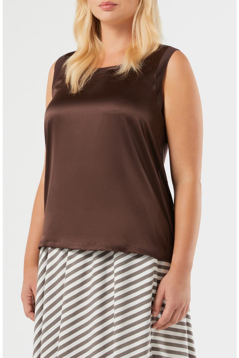 Mrs Donnola Mixed Media Tank, Main, color, CHOCOLATE