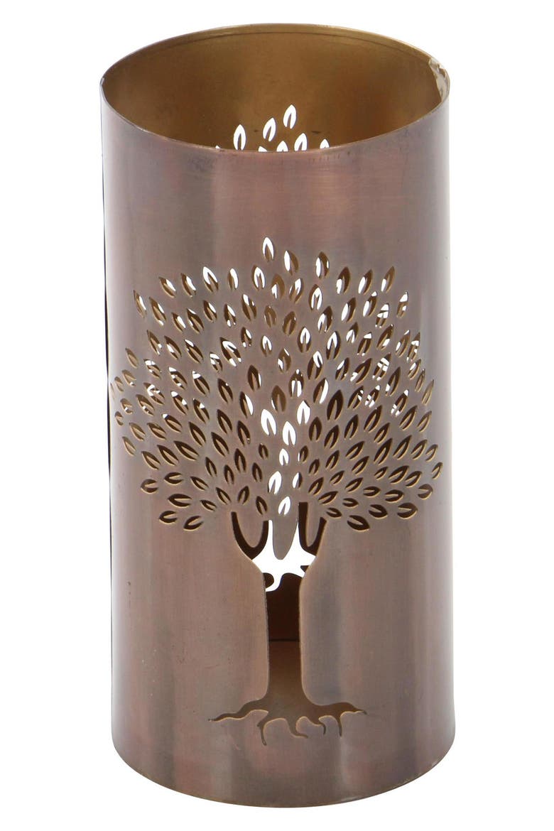 Set of 3 Textured Metal Lantern Candle Holders, Alternate, color, COPPER