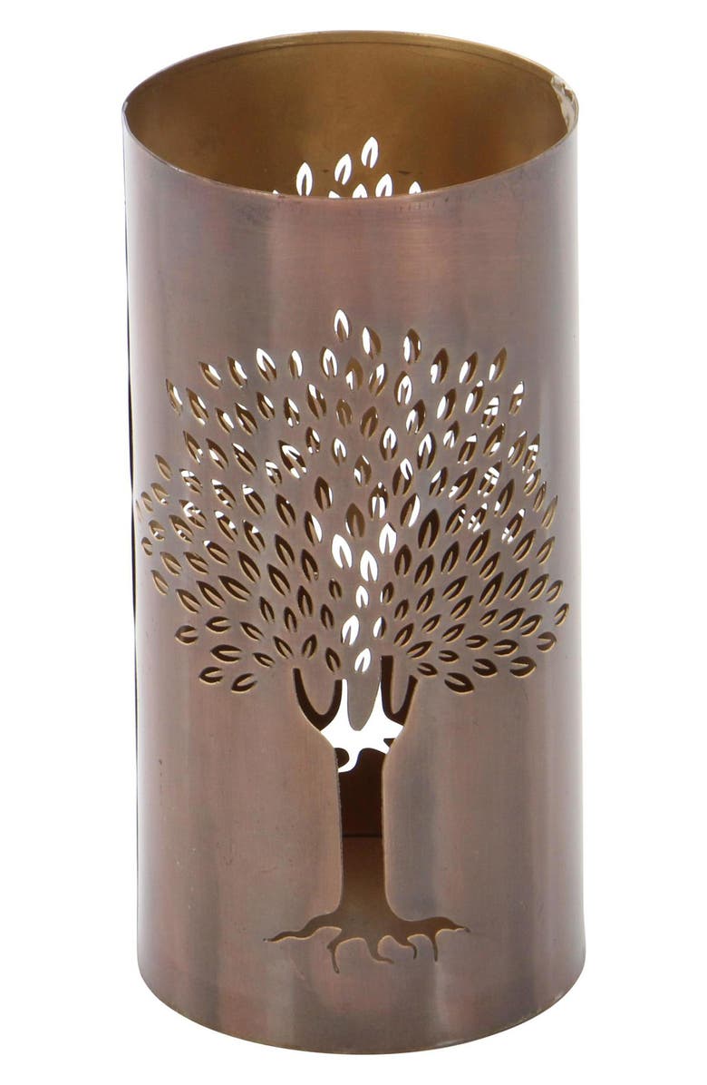 WILLOW ROW Set of 3 Textured Metal Lantern Candle Holders, Alternate, color, Copper