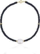 The Lovery Fine Jewelry Black Spinel Bead Pearl Bracelet