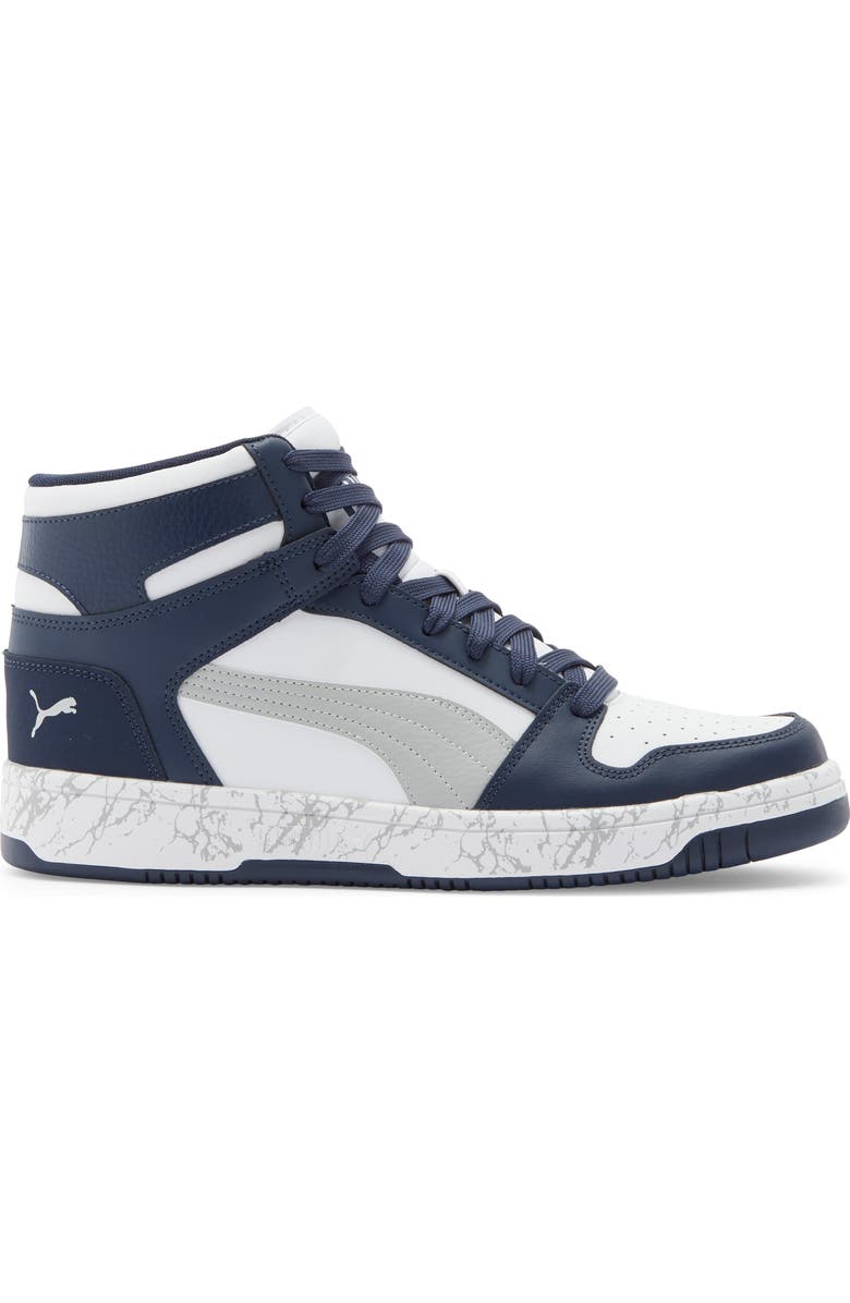 PUMA Rebound Layup Atypical High Top Sneaker, Alternate, color, Puma White/ Light Gray/ Navy