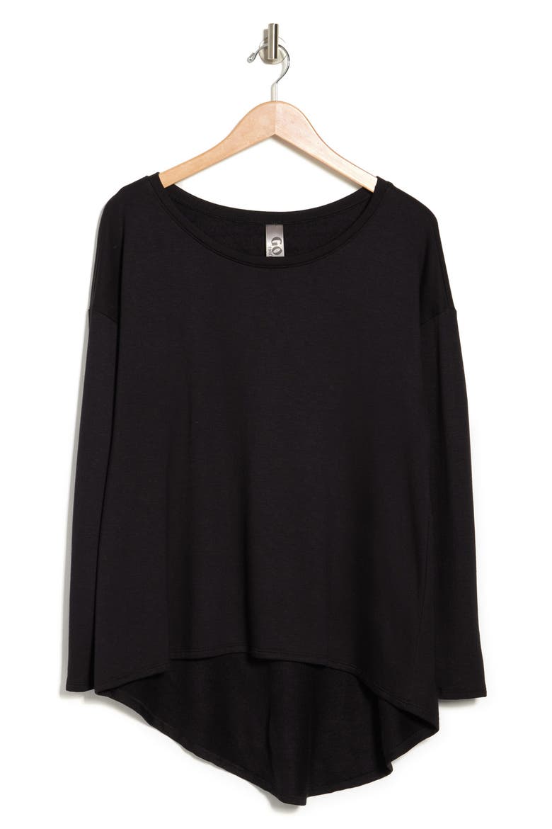 Boatneck Hi-Low Tunic Sweater, Alternate, color, BLACK