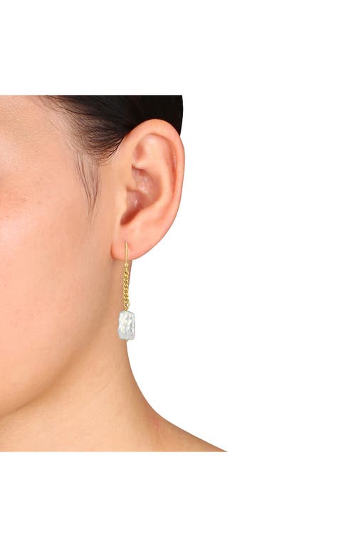 Delmar 18k Gold Plated Sterling Silver 15mm X 9mm Cultured Freshwater Pearl Drop Earrings In White