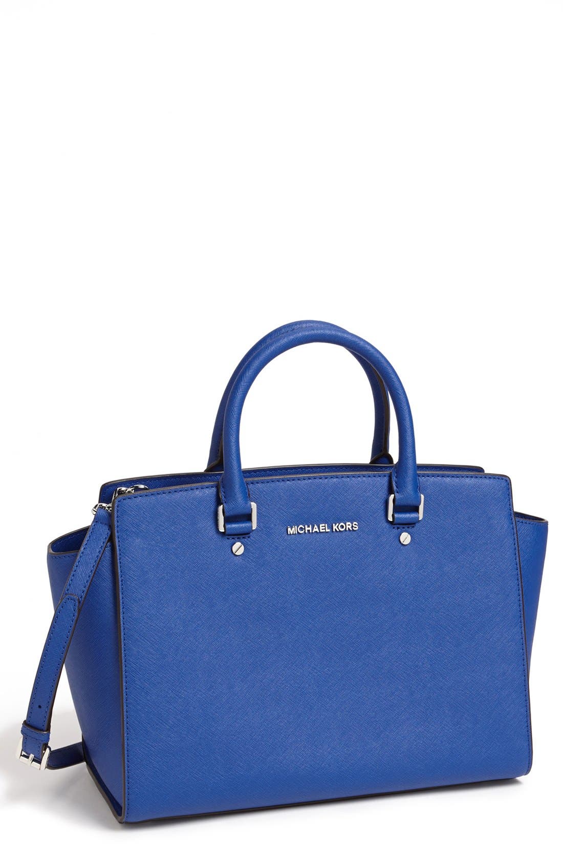 'Large Selma' Zip-Top Satchel, Main, color, SAPPHIRE