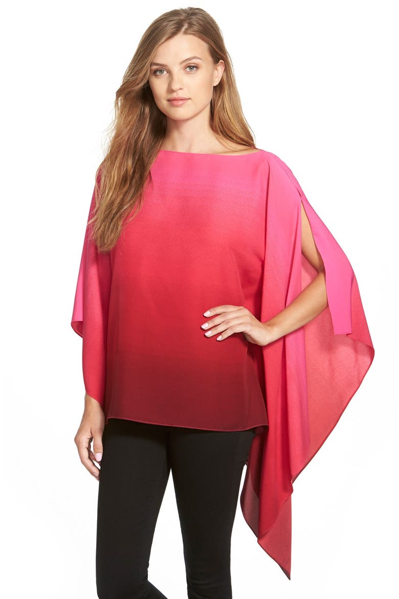 Ombré Poncho Top, Main, color, RED