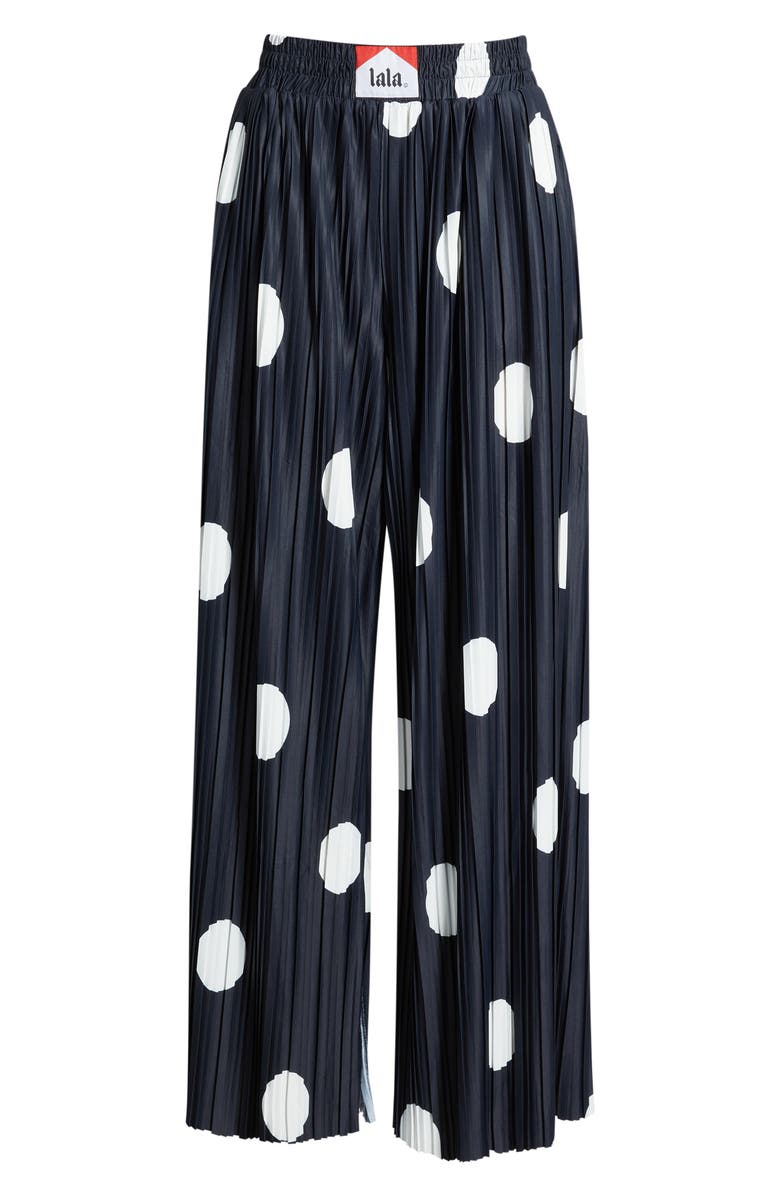 Dressed in Lala Total Knockout Plissé Dot Pants, Main, color, Black Polka Dot
