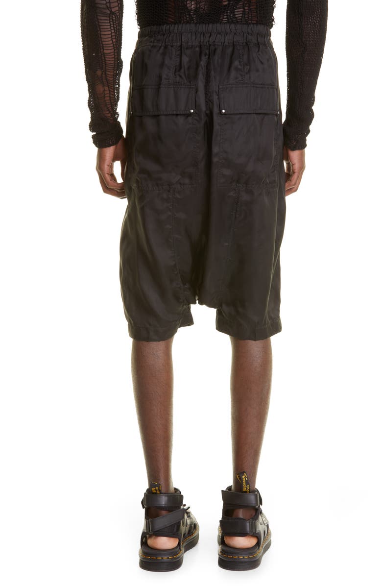 Rick Owens Pods Drop Crotch Shorts, Alternate, color, Black