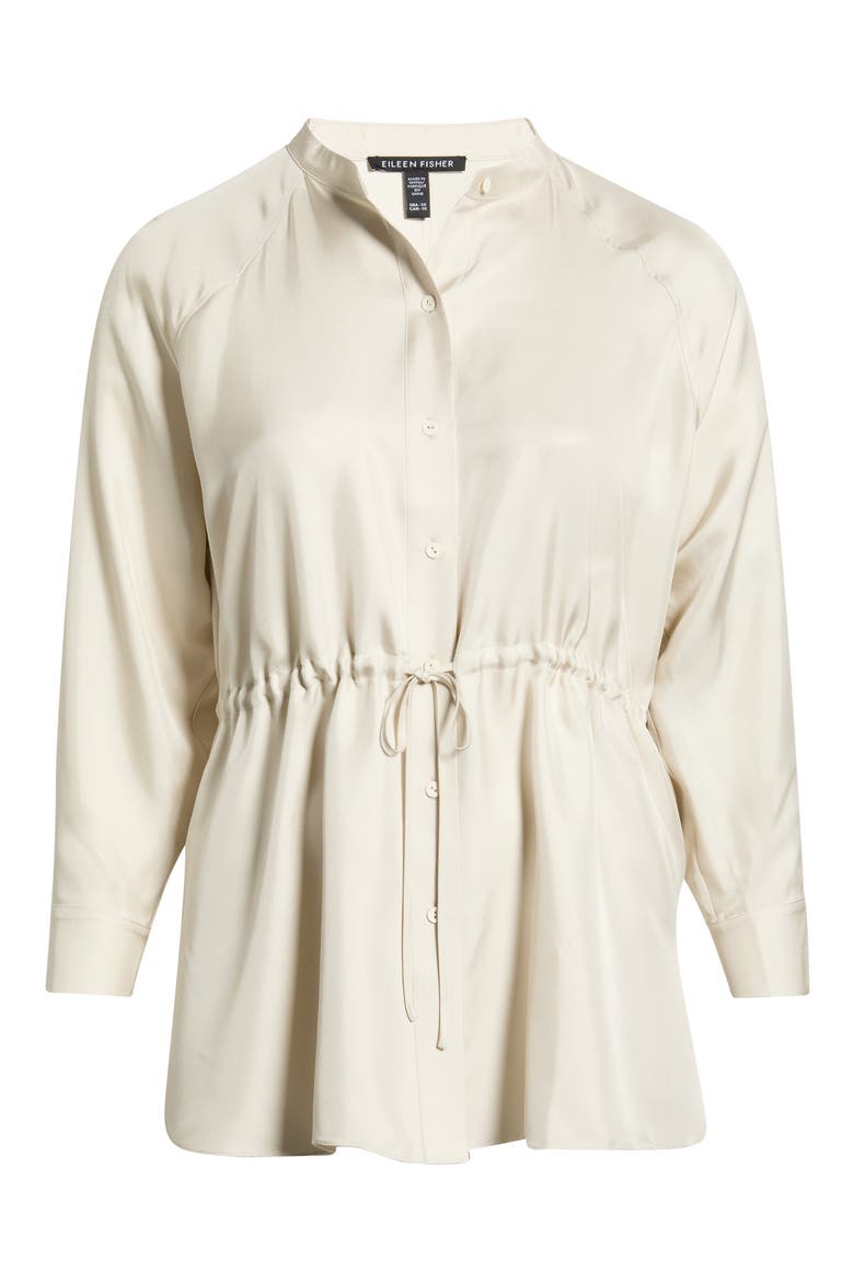 Silk Mandarin Collar Shirt, Alternate, color, PLSTR