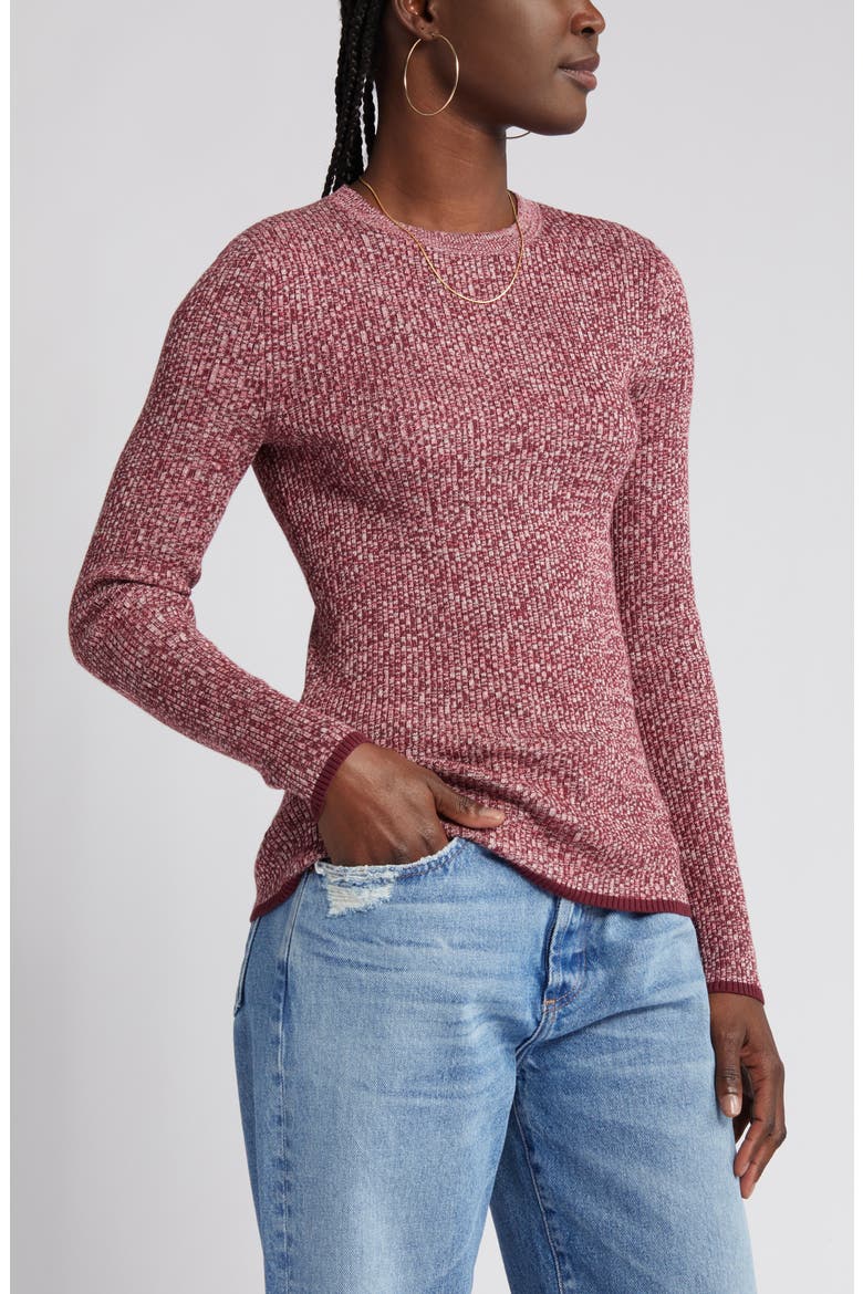 Crewneck Rib Sweater, Alternate, color, BURGUNDY COMBO