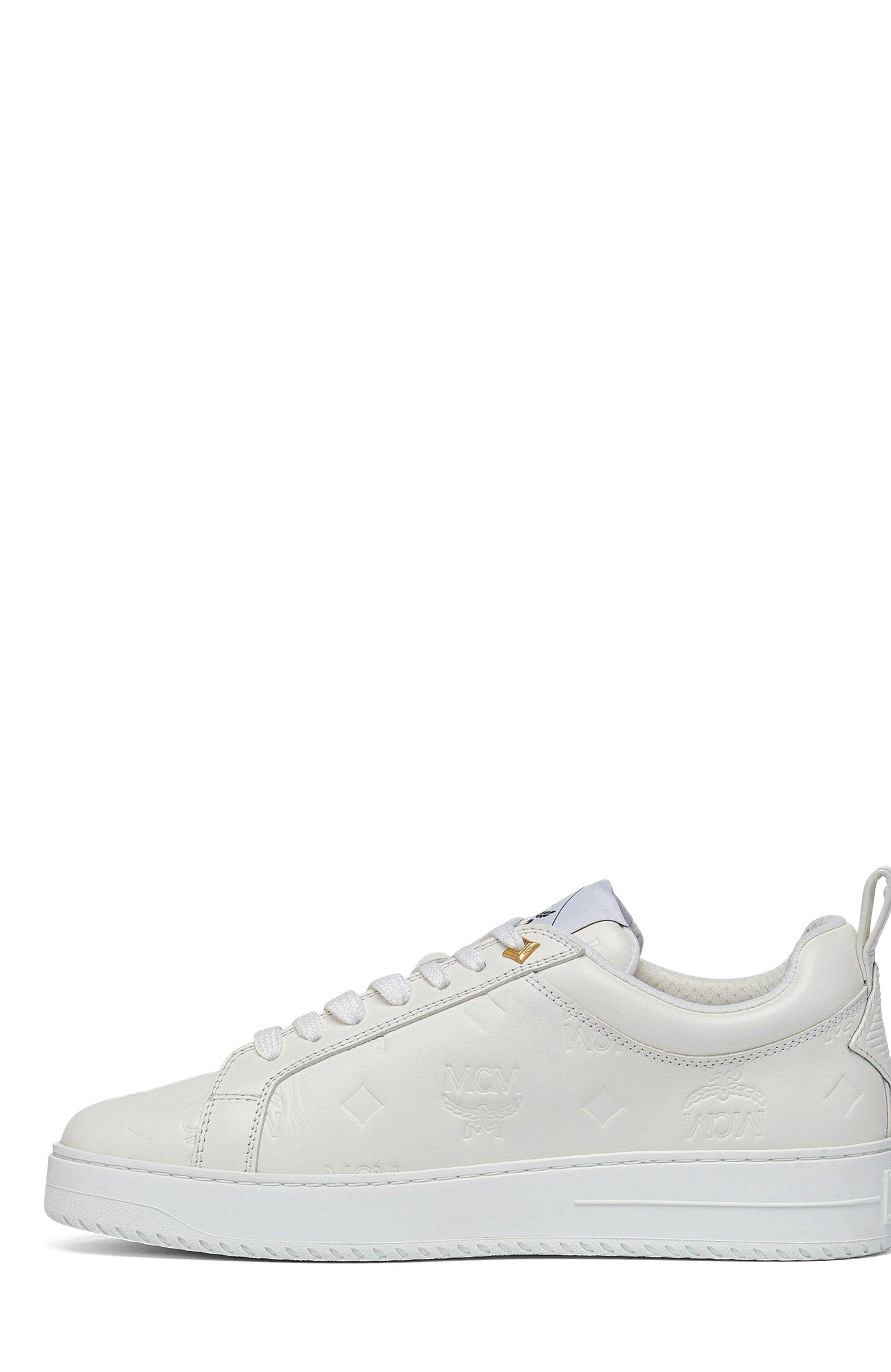 MCM Neo Terrain Lo Sneakers in Monogram Leather, Alternate, color, Grey