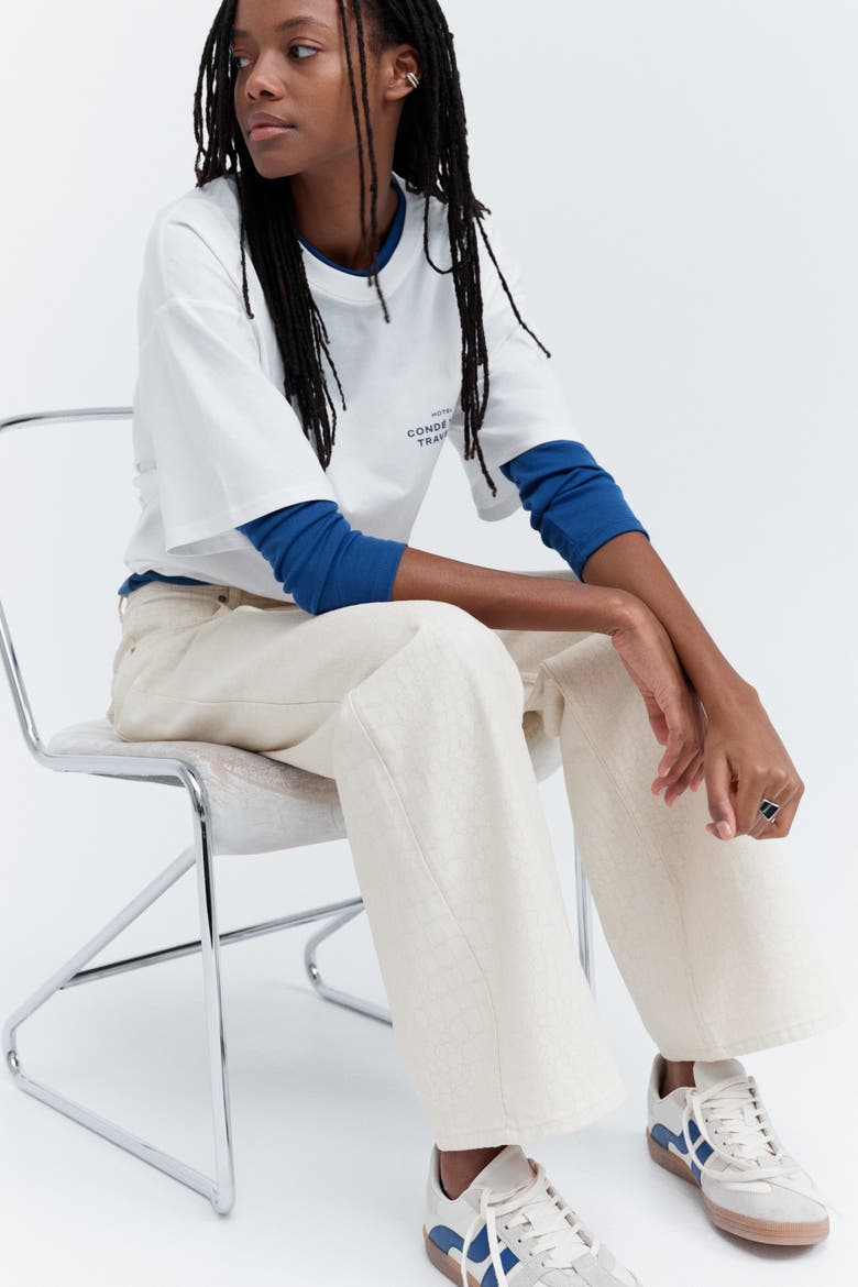 Straight High-Waist Jeans, Alternate, color, Light dusty beige