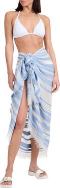 Vince Stripe Fringe Trim Scarf