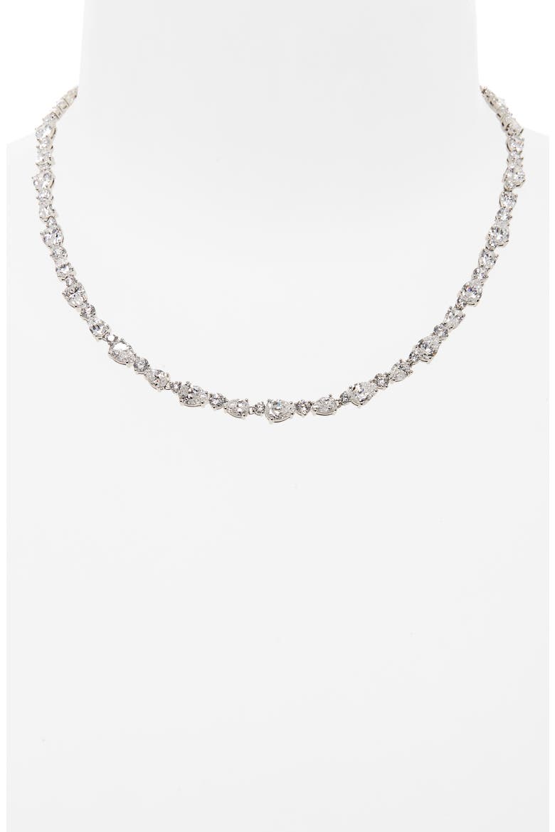 Ava Crystal Collar Necklace, Alternate, color, SILVER