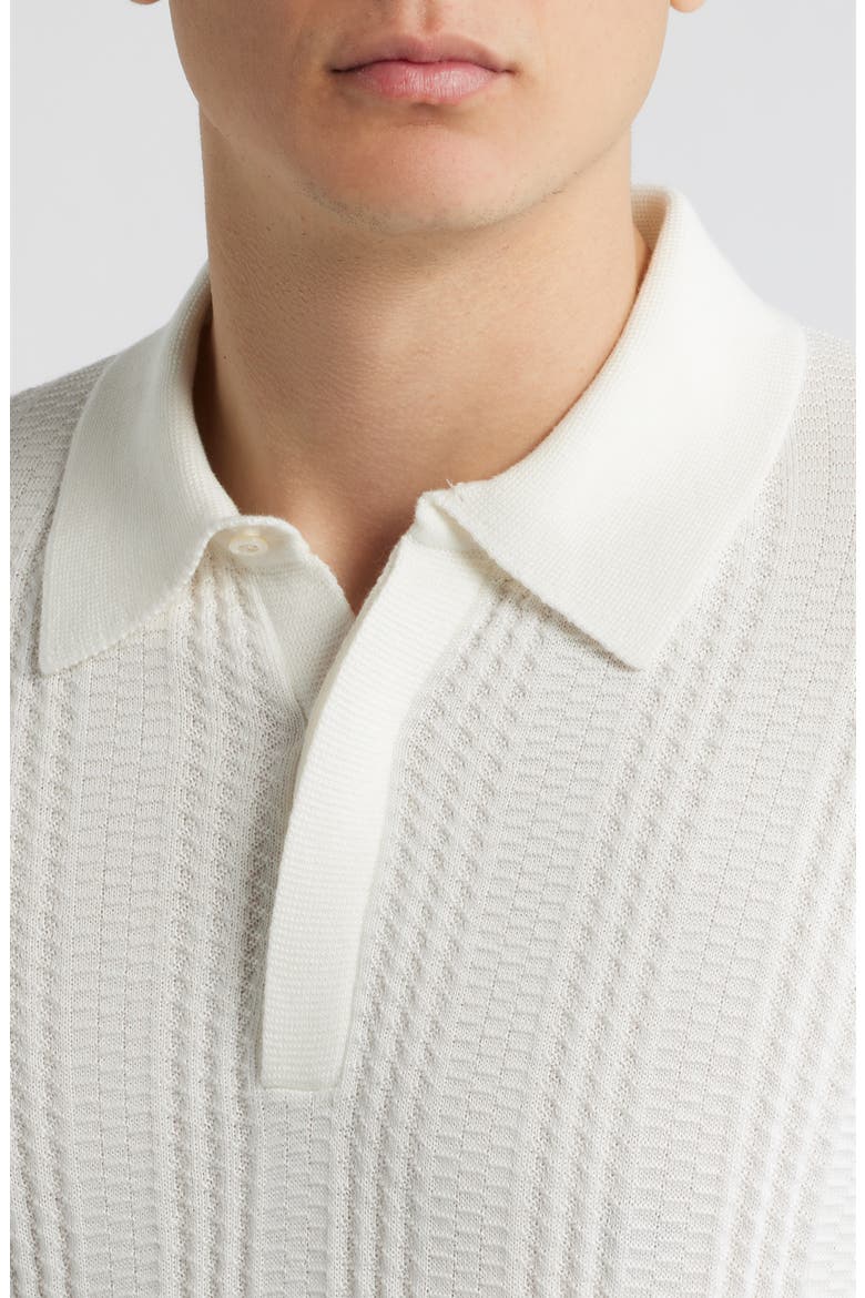 Ribbed Cotton Blend Polo Sweater, Alternate, color, WHITE