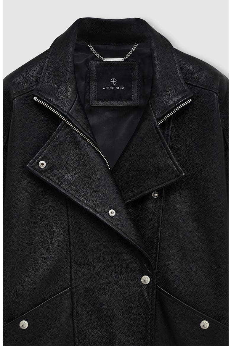 Sandy Leather Jacket, Alternate, color, Black