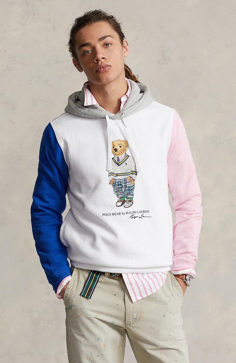 Polo Ralph Lauren Polo Bear Colorblock Fleece Graphic Hoodie, Alternate, color, 