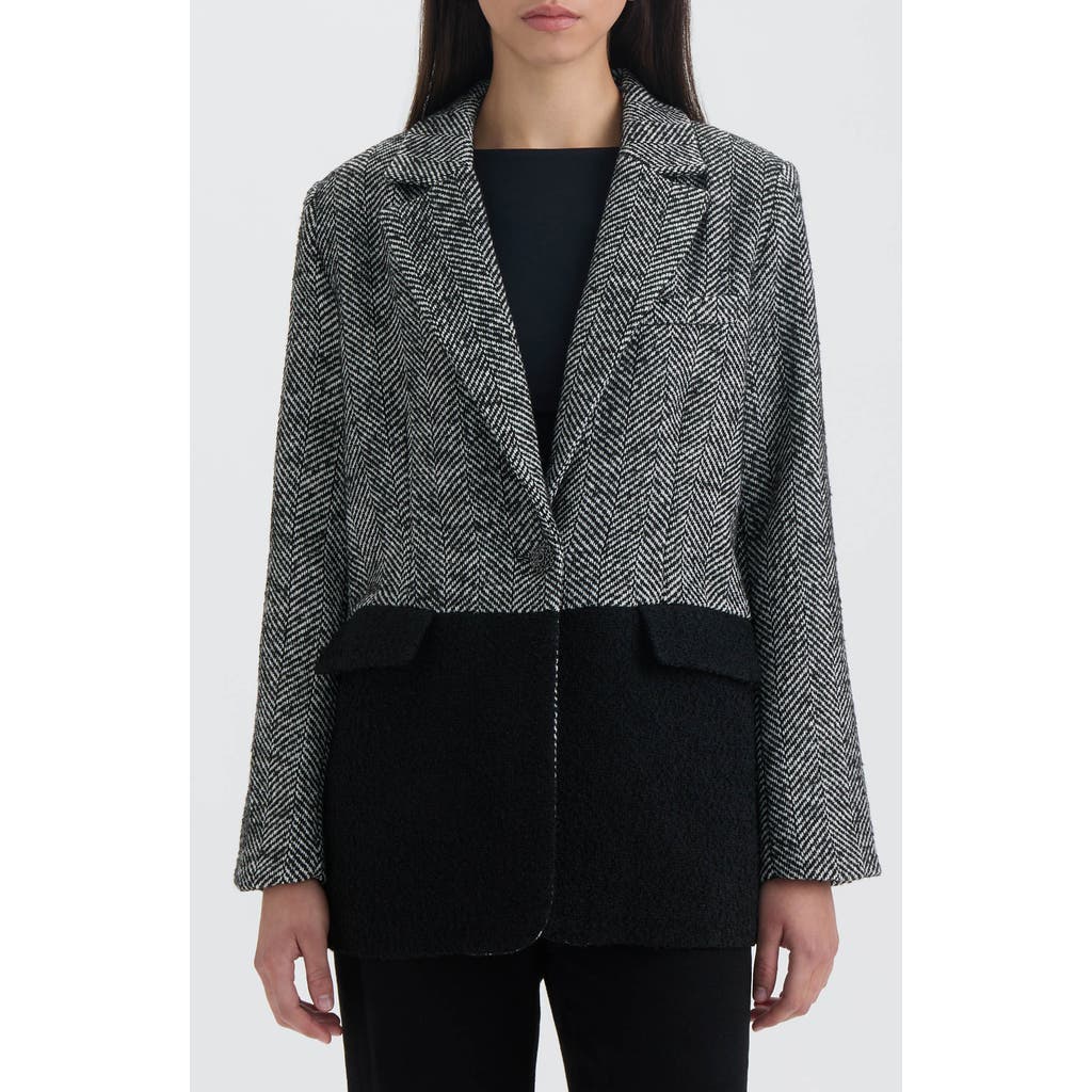 Nvlt Tweed Colorblock Blazer In Black