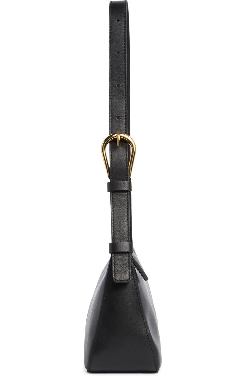 Madewell The Sculptural Buckle Leather Shoulder Bag, Alternate, color, True Black