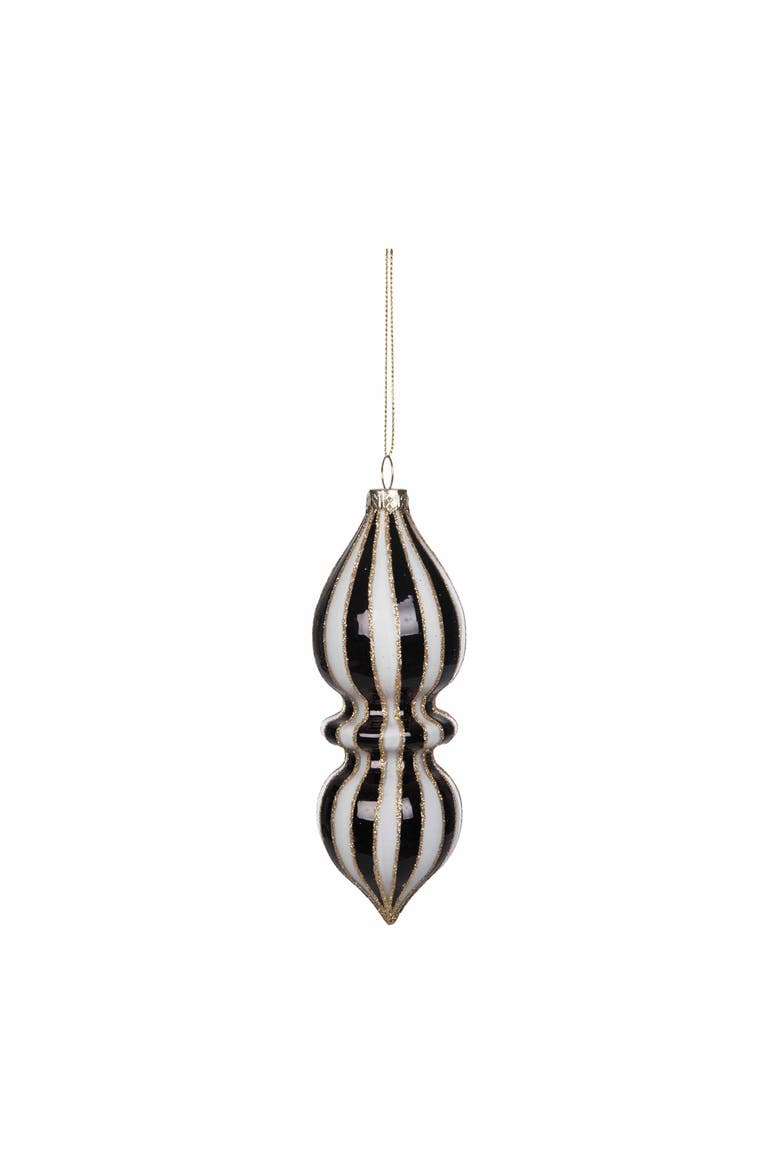 Black & White Stripe Set of 2 Christmas Ornaments, Alternate, color, White