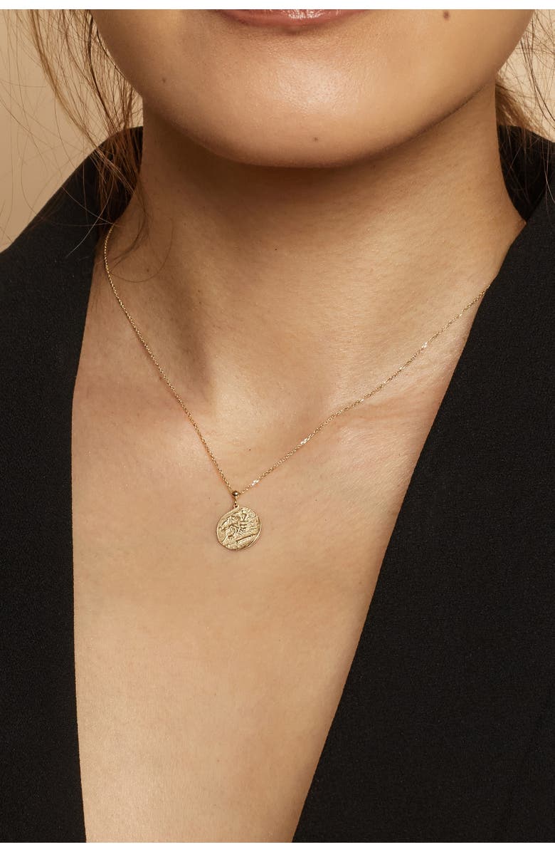 Oradina 14K Yellow Gold Greek Lion Medallion Necklace, Alternate, color, Yellow Gold