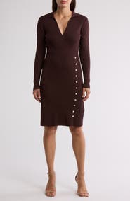 Nanette Lepore Long Sleeve Faux Wrap Sweater Dress